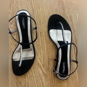 Dolce & Gabbana flat sandal black with rhinestones.